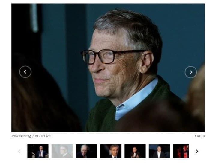 Рисунок 1. Билл Гейтс на втором месте рейтинга богатейших людей мира, по версии Forbes