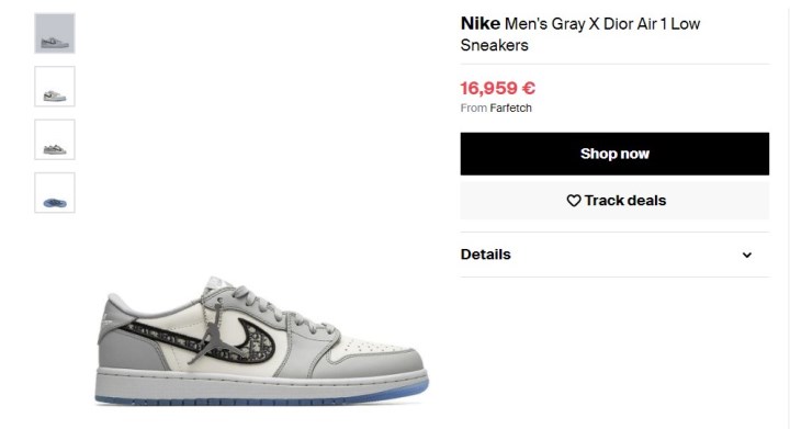 2. Nike Dior x Air Jordan 1, 17 000 €