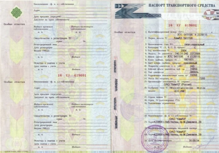 Оригинал паспорта